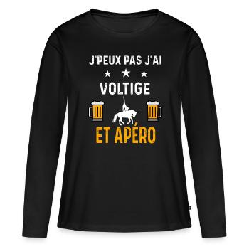 je peux pas j'ai voltige et apéro voltige - T-shirt manches longues Premium bio Femme - noir - Devant - Julia (174cm)