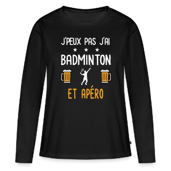 je peux pas j'ai badminton homme apéro - T-shirt manches longues Premium bio Femme - noir - Devant - Julia (174cm)