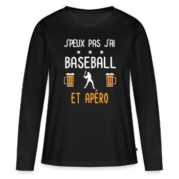 je peux pas j'ai baseball baseballeur apéro - T-shirt manches longues Premium bio Femme - noir - Devant - Julia (174cm)