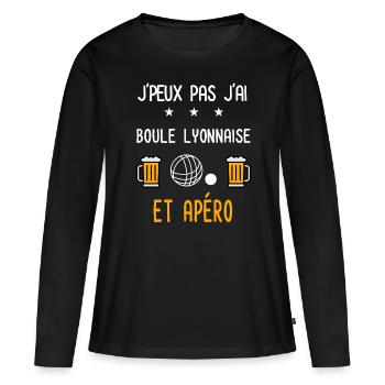 je peux pas j'ai boule lyonnaise apéro - T-shirt manches longues Premium bio Femme - noir - Devant - Julia (174cm)