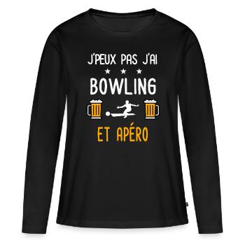 je peux pas j'ai bowling apéro - T-shirt manches longues Premium bio Femme - noir - Devant - Julia (174cm)