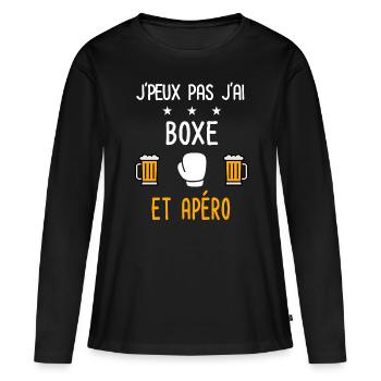 je peux pas j'ai boxe gants apéro - T-shirt manches longues Premium bio Femme - noir - Devant - Julia (174cm)