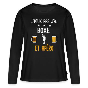 je peux pas j'ai boxe sport apéro - T-shirt manches longues Premium bio Femme - noir - Devant - Julia (174cm)