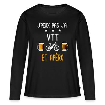 je peux pas j'ai VTT apéro - T-shirt manches longues Premium bio Femme - noir - Devant - Julia (174cm)