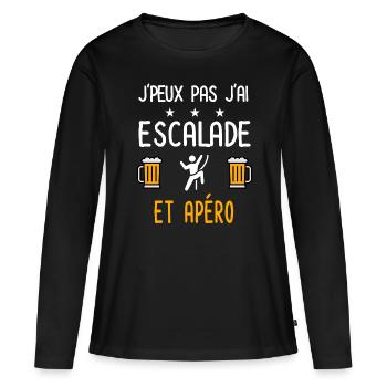 je peux pas j'ai escalade apéro - T-shirt manches longues Premium bio Femme - noir - Devant - Julia (174cm)