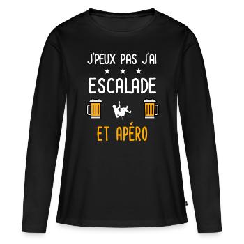 je peux pas j'ai escalade corde apéro - T-shirt manches longues Premium bio Femme - noir - Devant - Julia (174cm)