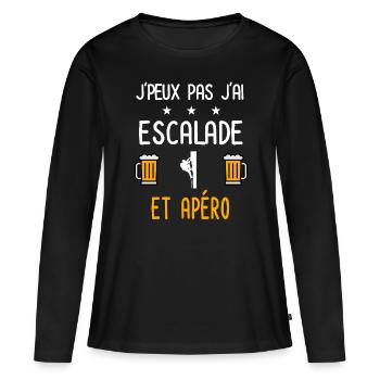 je peux pas j'ai escalade grimper apéro - T-shirt manches longues Premium bio Femme - noir - Devant - Julia (174cm)