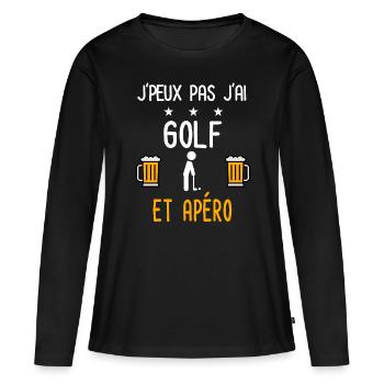je peux pas j'ai golf club apéro - T-shirt manches longues Premium bio Femme - noir - Devant - Julia (174cm)