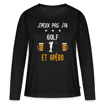 je peux pas j'ai golf apéro - T-shirt manches longues Premium bio Femme - noir - Devant - Julia (174cm)