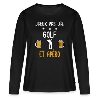 je peux pas j'ai golf golfeur apéro - T-shirt manches longues Premium bio Femme - noir - Devant - Julia (174cm)