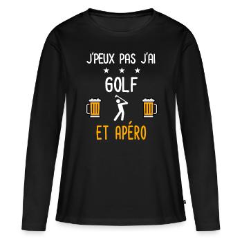 je peux pas j'ai golf swing apéro - T-shirt manches longues Premium bio Femme - noir - Devant - Julia (174cm)