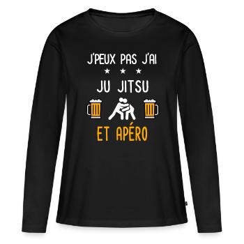 je peux pas j'ai ju jitsu apéro - T-shirt manches longues Premium bio Femme - noir - Devant - Julia (174cm)