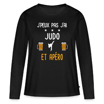 je peux pas j'ai judo apéro - T-shirt manches longues Premium bio Femme - noir - Devant - Julia (174cm)
