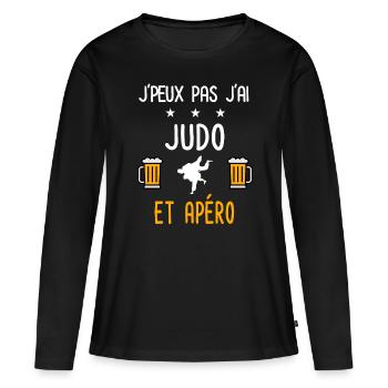 je peux pas j'ai judo judoka apéro - T-shirt manches longues Premium bio Femme - noir - Devant - Julia (174cm)