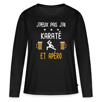 je peux pas j'ai karaté combat apéro - T-shirt manches longues Premium bio Femme - noir - Devant - Julia (174cm)