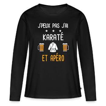 je peux pas j'ai karaté karategi apéro - T-shirt manches longues Premium bio Femme - noir - Devant - Julia (174cm)