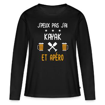 je peux pas j'ai kayak rame apéro - T-shirt manches longues Premium bio Femme - noir - Devant - Julia (174cm)