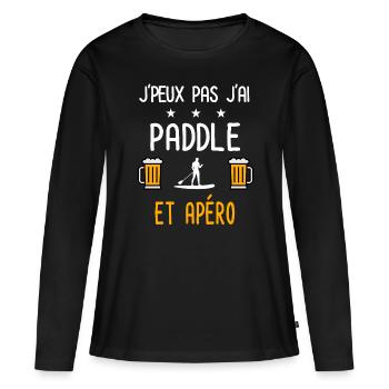 je peux pas j'ai paddle homme apéro - T-shirt manches longues Premium bio Femme - noir - Devant - Julia (174cm)
