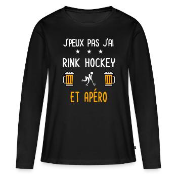 je peux pas j'ai rink hockey apéro - T-shirt manches longues Premium bio Femme - noir - Devant - Julia (174cm)