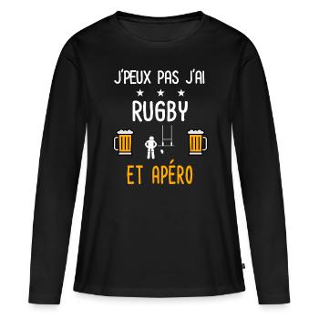 je peux pas j'ai rugby sport apéro - T-shirt manches longues Premium bio Femme - noir - Devant - Julia (174cm)