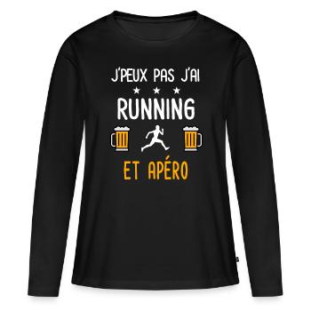 je peux pas j'ai running courir apéro - T-shirt manches longues Premium bio Femme - noir - Devant - Julia (174cm)
