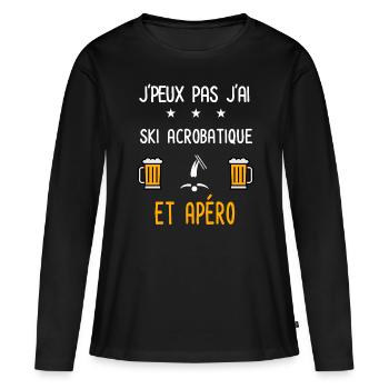 je peux pas j'ai ski acrobatique apéro - T-shirt manches longues Premium bio Femme - noir - Devant - Julia (174cm)