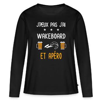 je peux pas j'ai wakeboard wind apéro - T-shirt manches longues Premium bio Femme - noir - Devant - Julia (174cm)