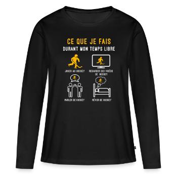 hockey temps libre cadeau hockeyeur - T-shirt manches longues Premium bio Femme - noir - Devant - Julia (174cm)