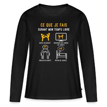 karaté temps libre cadeau karatéka - T-shirt manches longues Premium bio Femme - noir - Devant - Julia (174cm)