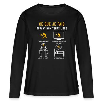 padel sport temps libre cadeau padeliste - T-shirt manches longues Premium bio Femme - noir - Devant - Julia (174cm)