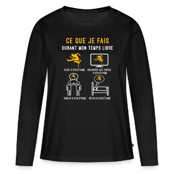 athlétisme sport temps libre cadeau athlète - T-shirt manches longues Premium bio Femme - noir - Devant - Julia (174cm)