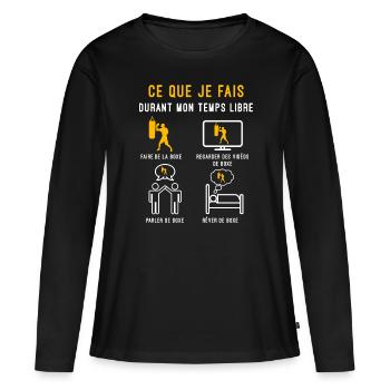 boxe temps libre cadeau boxeur - T-shirt manches longues Premium bio Femme - noir - Devant - Julia (174cm)