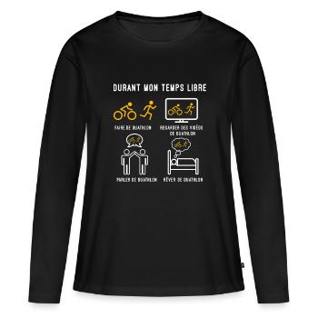 duathlon sport temps libre cadeau duathlète - T-shirt manches longues Premium bio Femme - noir - Devant - Julia (174cm)