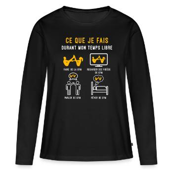 gym temps libre cadeau gymnaste - T-shirt manches longues Premium bio Femme - noir - Devant - Julia (174cm)