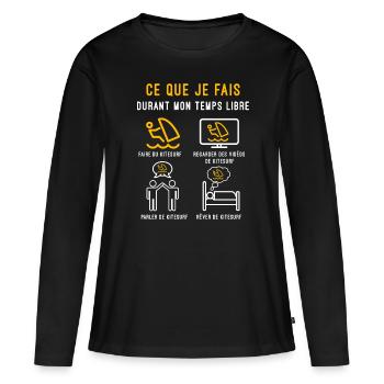 kitesurf temps libre cadeau kitesurfeur - T-shirt manches longues Premium bio Femme - noir - Devant - Julia (174cm)