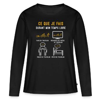 triathlon temps libre cadeau triathlète - T-shirt manches longues Premium bio Femme - noir - Devant - Julia (174cm)