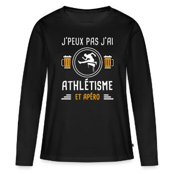je peux pas j'ai athlétisme sport apéro cadeau - T-shirt manches longues Premium bio Femme - noir - Devant - Julia (174cm)