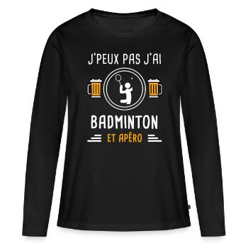je peux pas j'ai badminton sport apéro cadeau - T-shirt manches longues Premium bio Femme - noir - Devant - Julia (174cm)