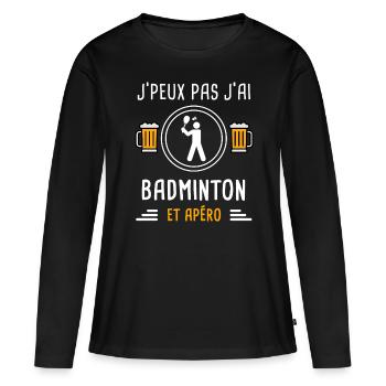 je peux pas j'ai badminton joueur apéro cadeau - T-shirt manches longues Premium bio Femme - noir - Devant - Julia (174cm)