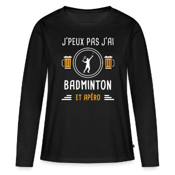 je peux pas j'ai badminton homme apéro cadeau - T-shirt manches longues Premium bio Femme - noir - Devant - Julia (174cm)