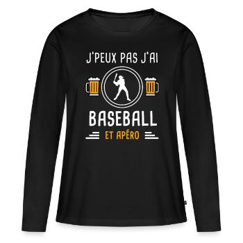 je peux pas j'ai baseball baseballeur apéro cadeau - T-shirt manches longues Premium bio Femme - noir - Devant - Julia (174cm)