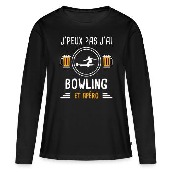 je peux pas j'ai bowling apéro cadeau - T-shirt manches longues Premium bio Femme - noir - Devant - Julia (174cm)