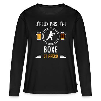 je peux pas j'ai boxe boxeur apéro cadeau - T-shirt manches longues Premium bio Femme - noir - Devant - Julia (174cm)