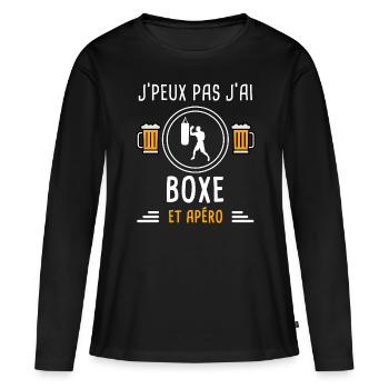 je peux pas j'ai boxe apéro cadeau - T-shirt manches longues Premium bio Femme - noir - Devant - Julia (174cm)