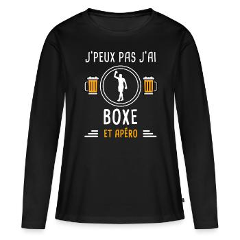 je peux pas j'ai boxe sport apéro cadeau - T-shirt manches longues Premium bio Femme - noir - Devant - Julia (174cm)