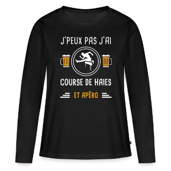 je peux pas j'ai course de haies apéro cadeau - T-shirt manches longues Premium bio Femme - noir - Devant - Julia (174cm)