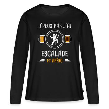 je peux pas j'ai escalade apéro cadeau - T-shirt manches longues Premium bio Femme - noir - Devant - Julia (174cm)