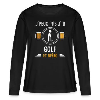 je peux pas j'ai golf club apéro cadeau - T-shirt manches longues Premium bio Femme - noir - Devant - Julia (174cm)
