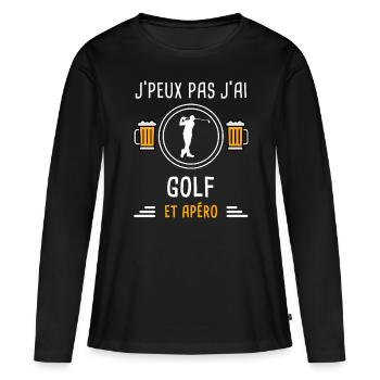 je peux pas j'ai golf apéro cadeau - T-shirt manches longues Premium bio Femme - noir - Devant - Julia (174cm)