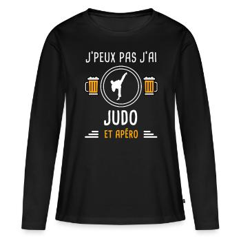 je peux pas j'ai judo apéro cadeau - T-shirt manches longues Premium bio Femme - noir - Devant - Julia (174cm)